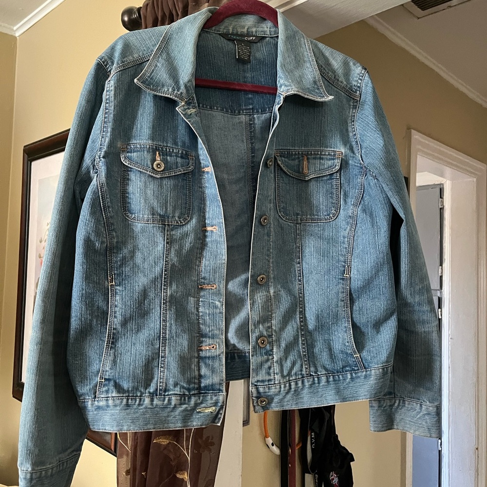French Cuff Light Blue Denim Jacket size L